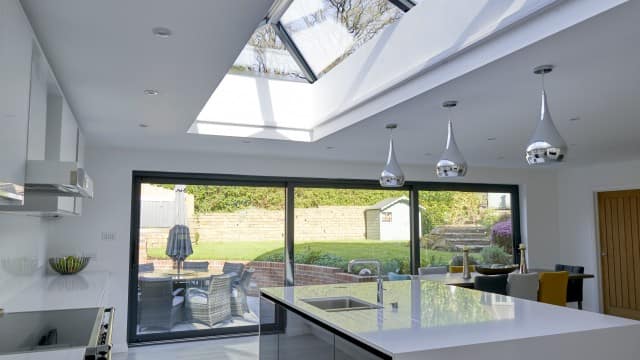 roof lantern in kitchen of modern Moriches home