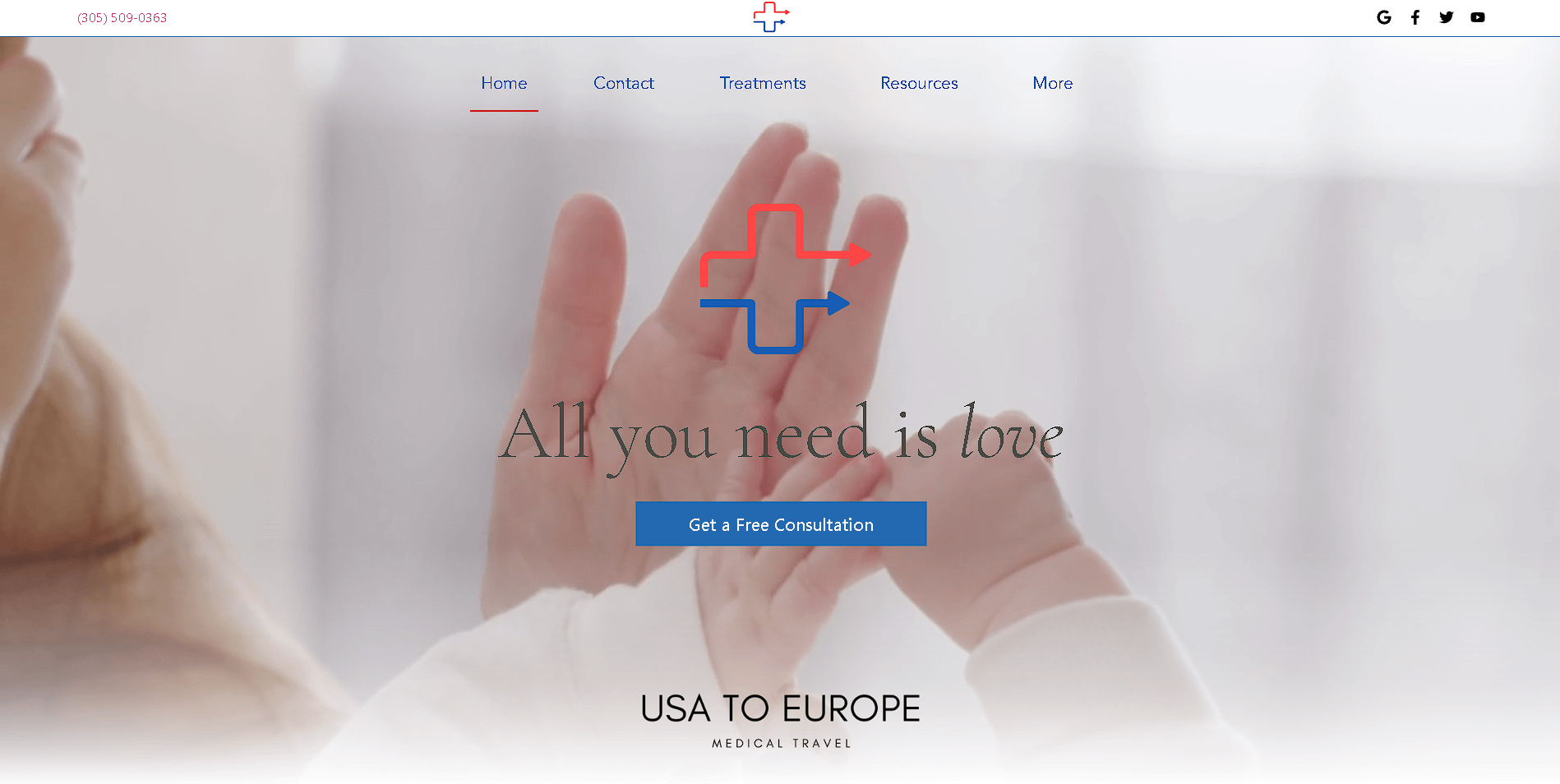 WordPress Website Design example for USA To Europe Medical Travel company in Miami