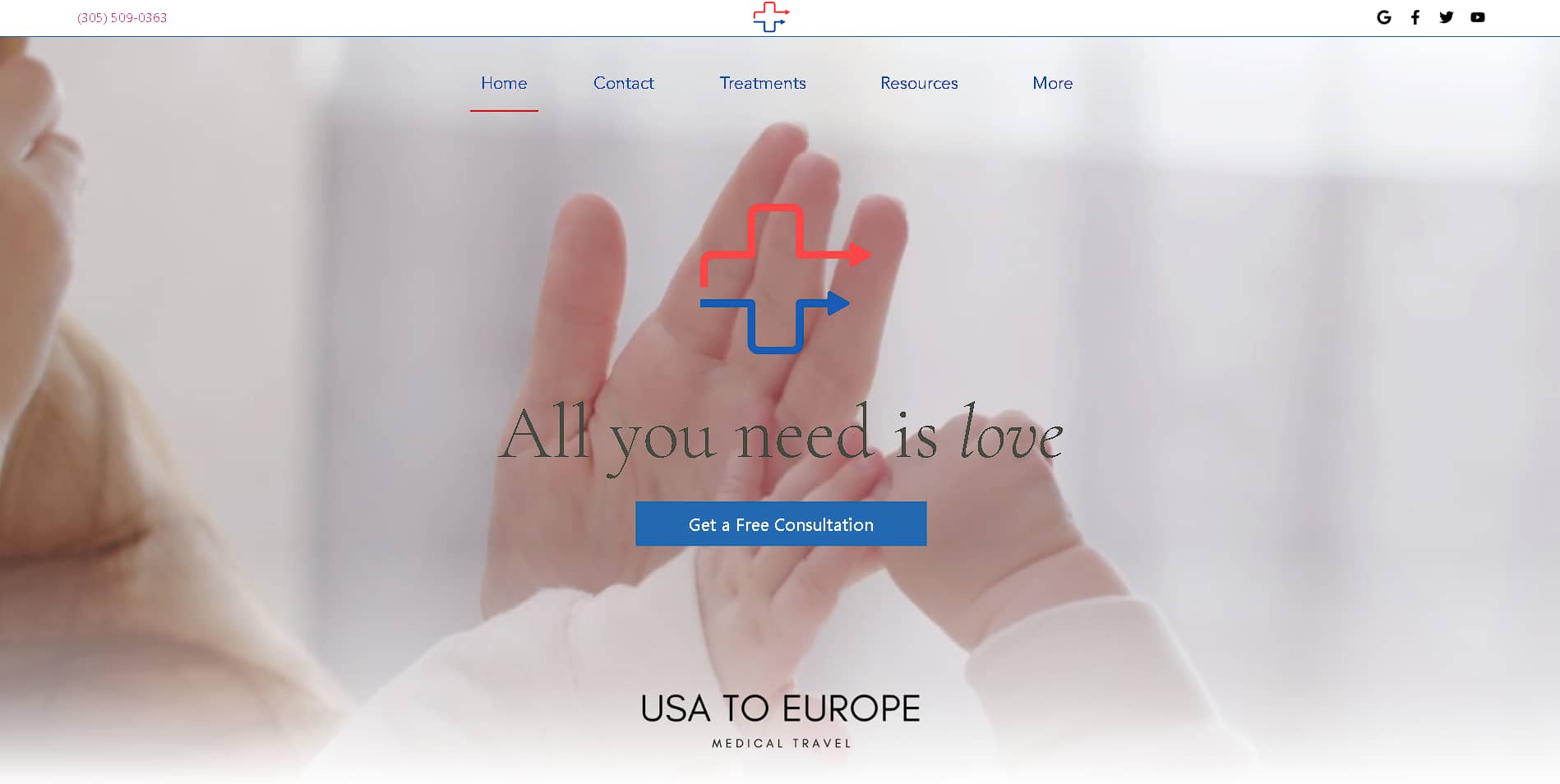WordPress Website Design example for USA To Europe Medical Travel company in Miami